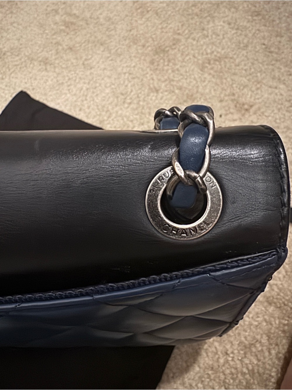 CHANEL Quilted Shoulder Bag in Navy with Silver Hardware - Picture 8 of 8